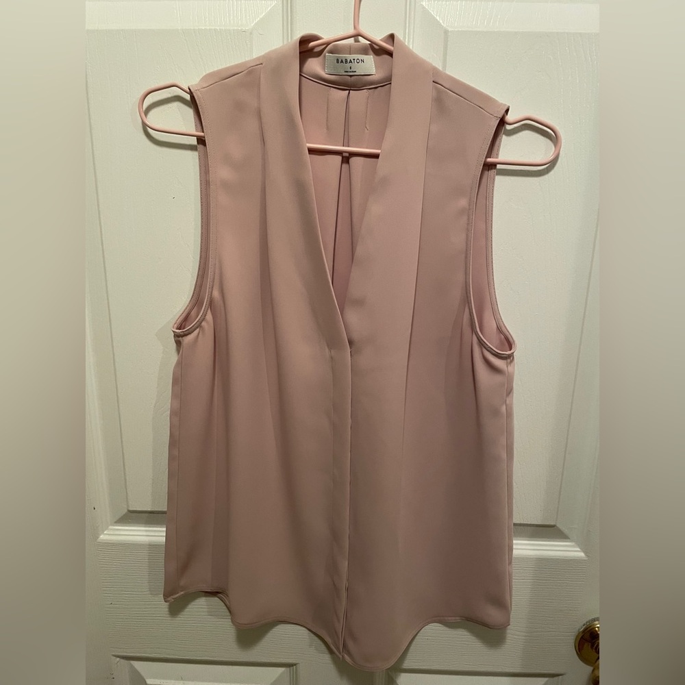 Babaton Soft Pink Sleeveless Power Blouse